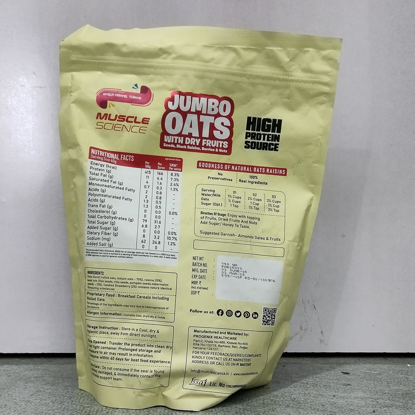Muscle Science Vanilla Caramel Jumbo Rolled Oats