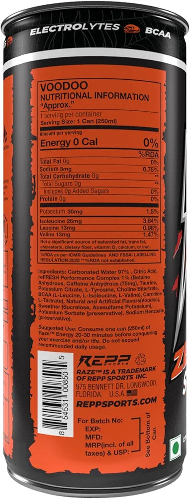 RAZE Energy Drink | BCAA+Electrolytes+Caffeine Based Instant Energy Drink