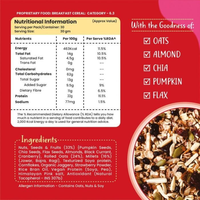 Health Ninja High Protein Fruit n Nut Strawberry Muesli - Image 3