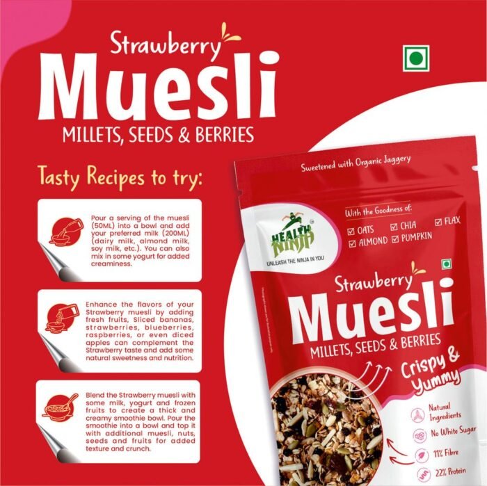 Health Ninja High Protein Fruit n Nut Strawberry Muesli - Image 2