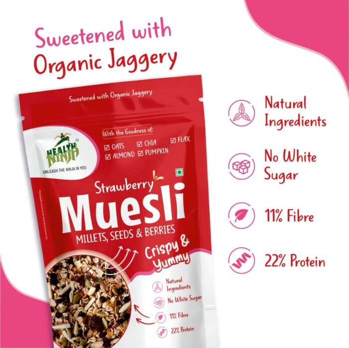 Health Ninja High Protein Fruit n Nut Strawberry Muesli - Image 4