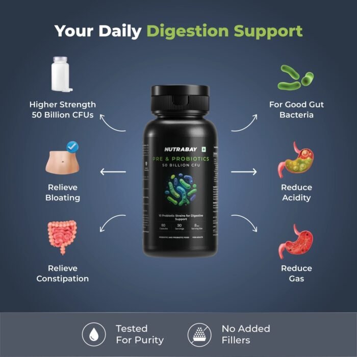 Nutrabay Wellness Pre & Probiotic Digestive Support - 50 Billion CFUs - Image 3