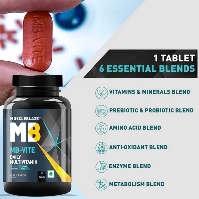 MuscleBlaze MB-VITE Daily Multivitamin, for Enhanced Energy, Stamina & Gut Health - Image 3