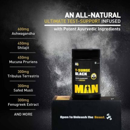 Muscleblaze T-Surge Black | Testo Support for the Ultimate MAN
