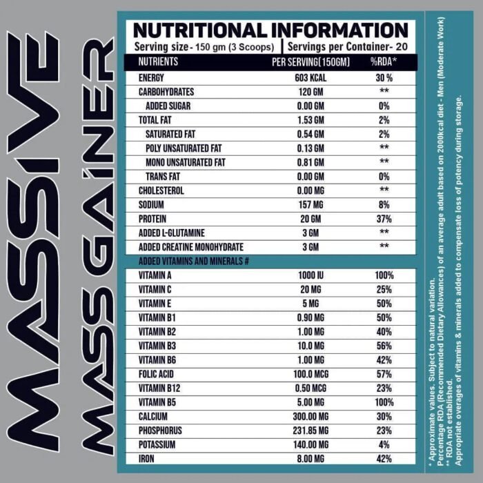 Ripped Up Nutrition Massive Mass Gainer - Image 2
